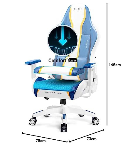 Diablo X-One 2.0 Gaming Stuhl Gamer Chair Bürostuhl Schreibtischstuhl Verstellbare Armlehnen Ergonomisches Design Nacken/-Lendenkissen Wippfunktion Aqua Blue Normal (L)