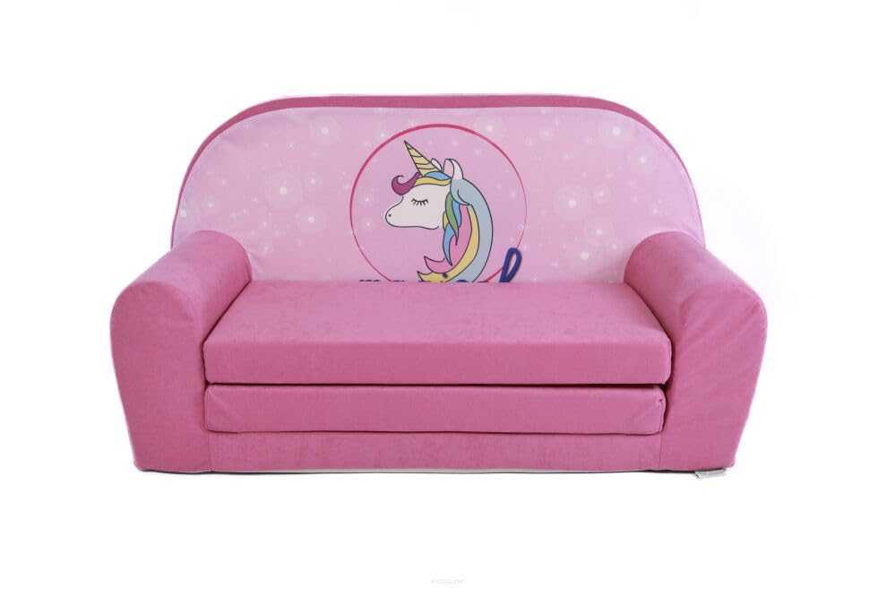 FORTISLINE Children's Sofa Mini Foldable 40 x 78 x 45 cm - Children's Sofa for Children 2-in-1 - Children's Couch Foldable - Foam Sofa Bed - Removable Cover - Many Designs