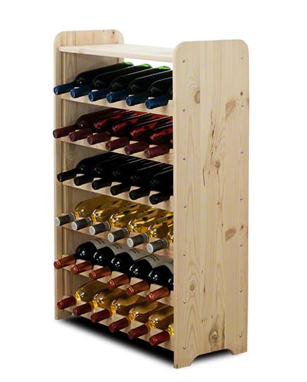 PROREGAL Weinregal PINOTWINE C | HxBxT 87,2x63,2x26,5cm | 42 Flaschen | Massives Kiefernholz | Natur unbehandelt | Weinhalter Weinständer Flaschenständer Flaschenregal Holzregal