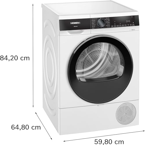 Siemens WQ35B2B30 Wäschetrockner iQ700, Wärmepumpentrockner mit 8kg Fassungsvermögen, directTouch LED-Display, autoDry, Outdoor-Programm, Home-Connect, Weiß, 60cm