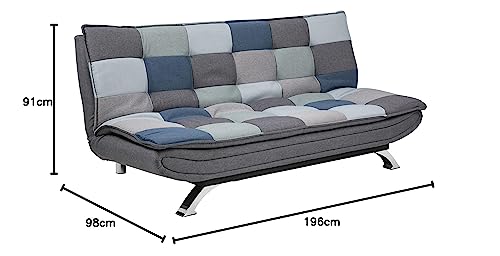 AC Design Furniture Jasper Bettcouch Dunkelgrau/Schwarz, Schlafsofa mit 3 Liegepositionen, Moderner 3-Sitzer Ohne Armlehne, Gepolstert mit Schwarzen Metallbeinen, L: 196 x H: 91 x T: 98 cm