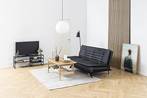 AC Design Furniture Jasper Bettcouch Dunkelgrau/Schwarz, Schlafsofa mit 3 Liegepositionen, Moderner 3-Sitzer Ohne Armlehne, Gepolstert mit Schwarzen Metallbeinen, L: 196 x H: 91 x T: 98 cm