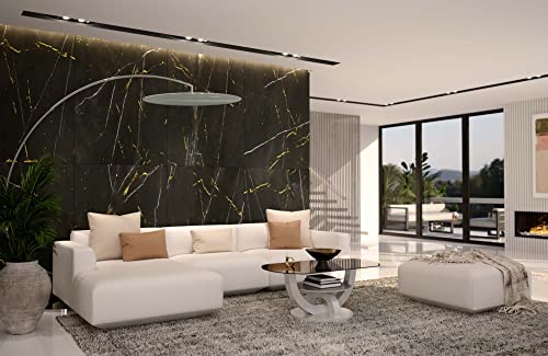 Stella Trading Glass Coffee Table in High Gloss White - Stylish Glass Table with Shelf and Curved Frame in U-Shaped for Your Living Area - 110 x 40 x 60 cm (W x H x D)