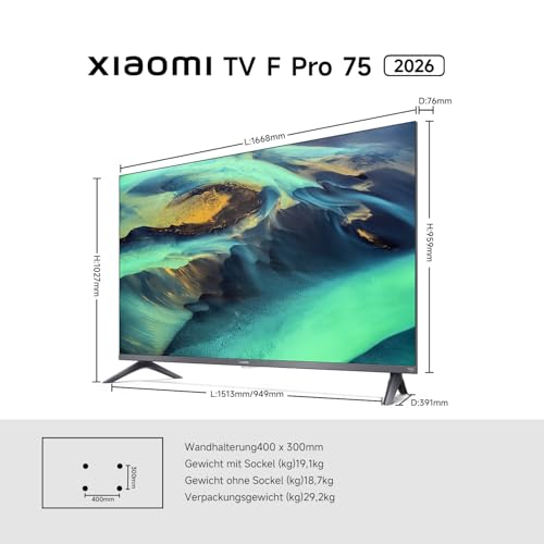 Xiaomi TV F Pro 43 2026 QLED TV 43 Inch (101 cm), 4K Ultra HD, Fire TV, Dolby Audio, DTS:X, HDR10+, 60Hz, Quad A55 Processor, Smart TV, 360° Bluetooth Remote Control