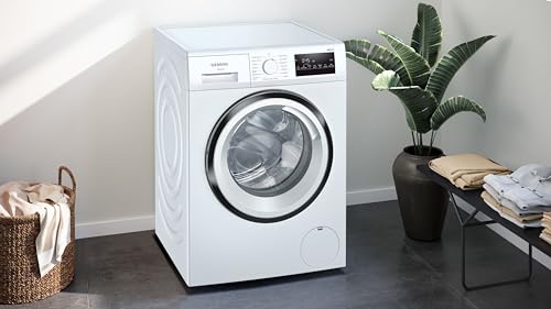 Siemens WM14N12A Waschmaschine iQ300, Frontlader mit 9kg Fassungsvermögen, 1400 UpM, speedPack L, smartFinish, Outdoor-Programm, LED-Display, Weiß, 60cm