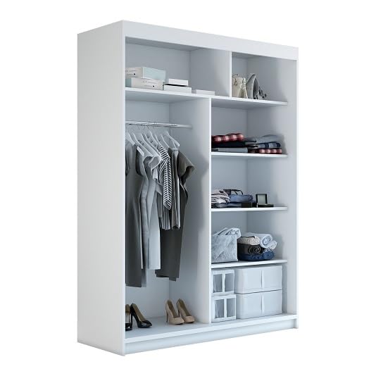 A&J MöbelLand Schwebetürenschrank MIT, 2-türig Kleiderschrank mit Spiegel (Schwarz, 160 cm x 215 cm)