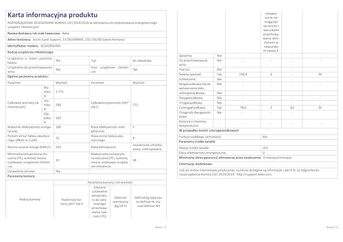 Beko BCSA285K4SN b100 integrierbare Kühl-/Gefrierkombination, 271 l Gesamtrauminhalt, Einbau-Kombination, MinFrost, Schlepptürtechnik, 35 dB, Weiß