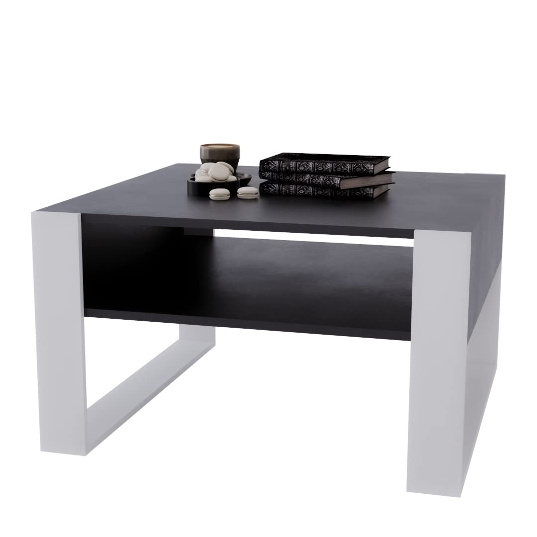 AKKE Karo Couchtisch für Wohnzimmer Beistelltisch Wohnzimmertisch Modern Sofatisch Kaffeetisch Deko Möbel für Wohnzimmer Wohnzimmertische Couchtische Eiche Mit Schwarzen Beinen