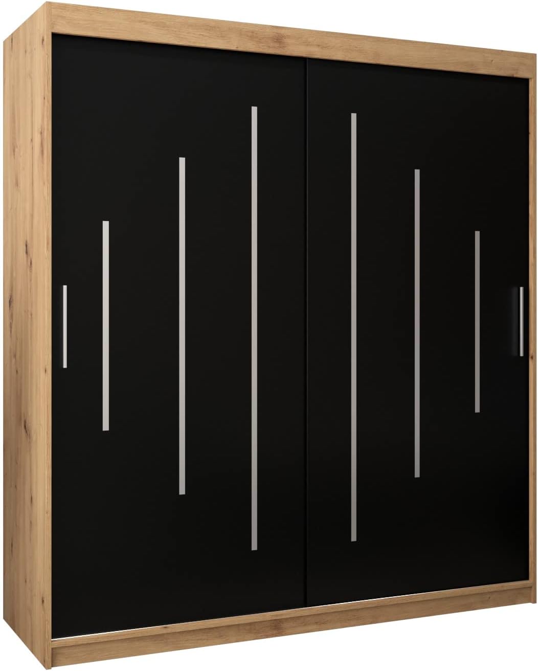 Kryspol Schwebetürenschrank York 250 cm Kleiderschrank mit Kleiderstange und Einlegeboden Schlafzimmer- Wohnzimmerschrank Schiebetüren Modern Design (Weiß)