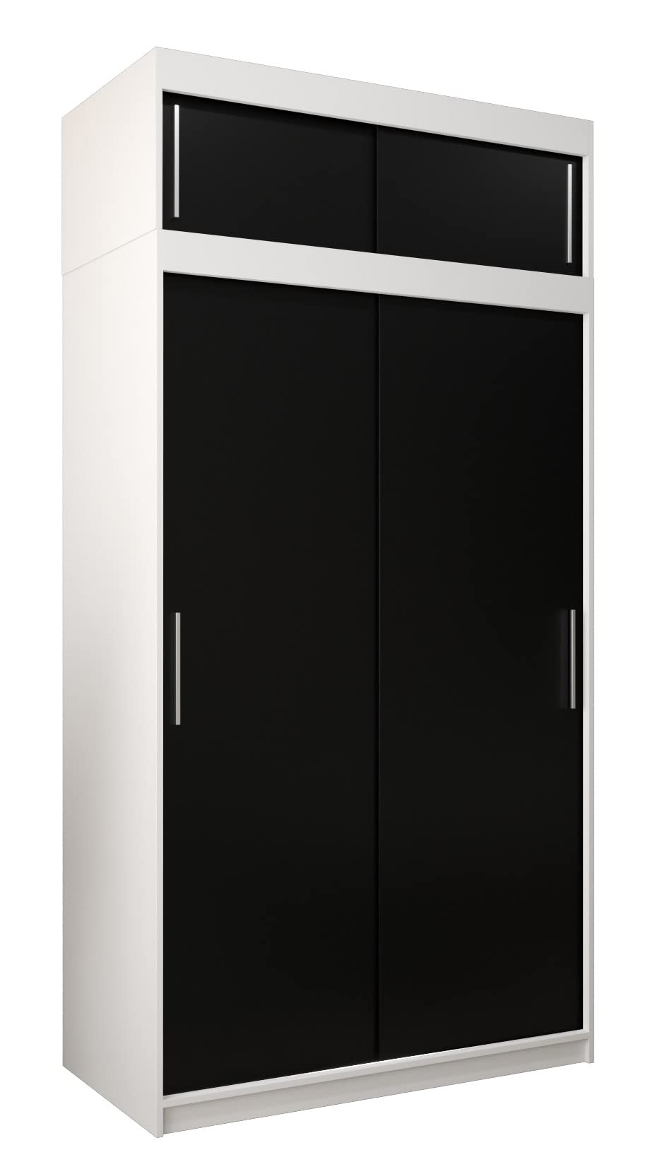 MEBLE KRYSPOL Tokyo 250 Wardrobe with Three Sliding Doors for Bedroom – Modern Storage Cabinet with Clothes Rail and Shelves – 250 x 200 x 62 cm – Matte Black and Artisan