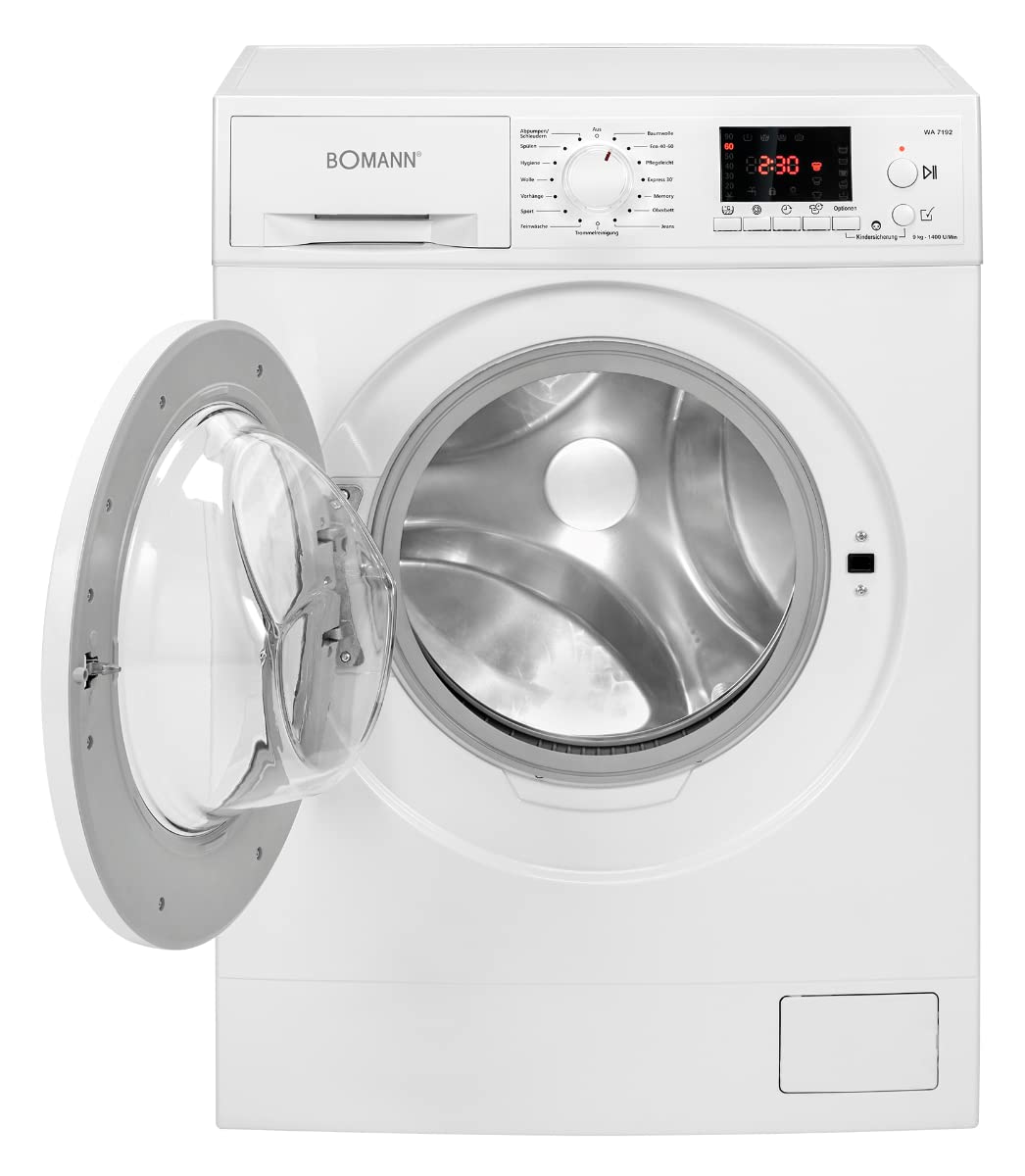 Bomann® Waschmaschine 10kg | max. 1400 U/min | 16 Programme | Bürstenloser DC-Motor: effizient, leise und langlebig | Endzeitvorwahl | Zulaufschlauch-Sicherheitssystem | Washing Machine | WA 7111