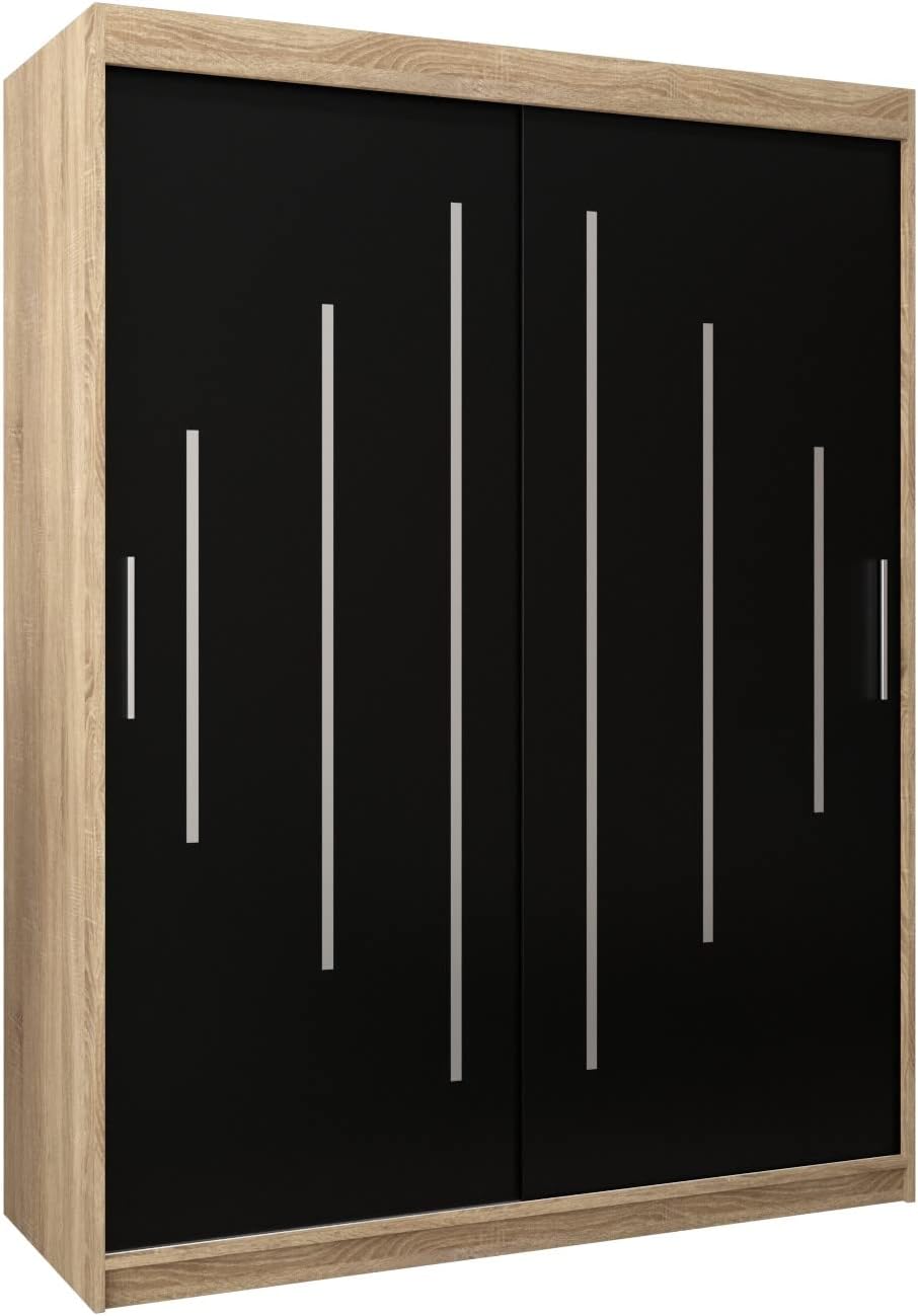 Kryspol Schwebetürenschrank York 250 cm Kleiderschrank mit Kleiderstange und Einlegeboden Schlafzimmer- Wohnzimmerschrank Schiebetüren Modern Design (Weiß)