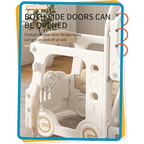 Rutsche mit Klettergerüst für Kinder: Indoor Spielplatz mit - Aufbewahrungsbox Tunnel Treppenleiter Basketballkorb und Durchgangsbereich Gartenrutsche (Star Set-G-Brown)