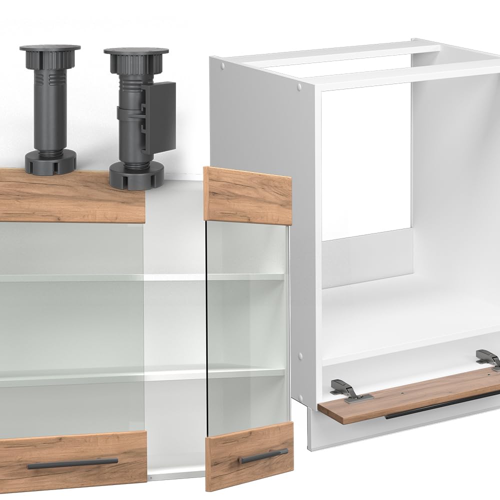 Vicco Eckküche Fame-Line, Grün-Gold Landhaus/Weiß/Weiß, 160 x 190 cm ohne Arbeitsplatte