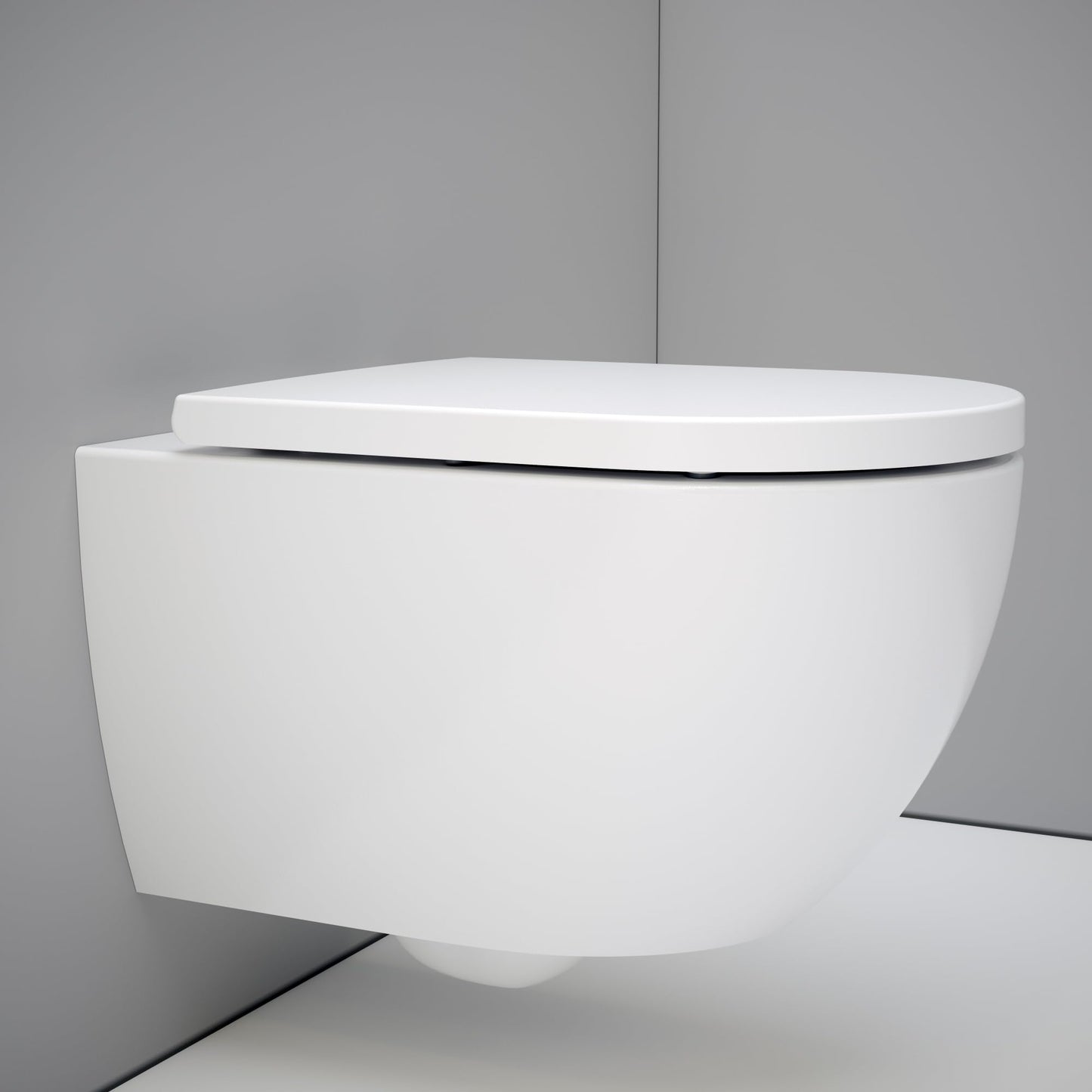 UDiseño Wall Toilet Rimless Toilet, 360° Superspin Flush Hanging Toilet, Raised Complete Set, D Shape, Low Noise Tornado Toilet Flush, UF Lid Seat with Soft-Close Mechanism, 52.5 cm Long, White