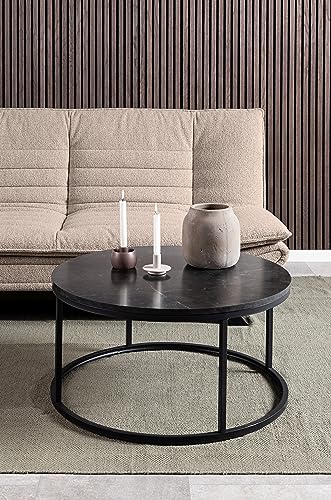 AC Design Furniture Jasper Bettcouch Dunkelgrau/Schwarz, Schlafsofa mit 3 Liegepositionen, Moderner 3-Sitzer Ohne Armlehne, Gepolstert mit Schwarzen Metallbeinen, L: 196 x H: 91 x T: 98 cm
