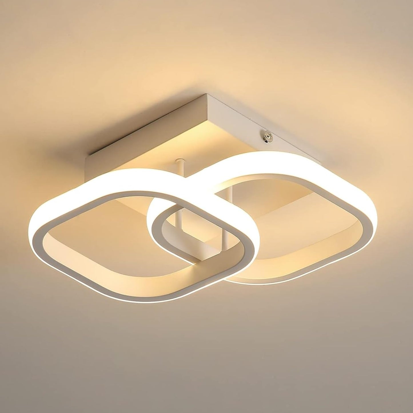 SENQIU 2 Stücke LED Deckenleuchte, 22W Modern Quadratisch LED Deckenlampe, Deckenleuchten Weiße aus Aluminium für Wohnzimmer Schlafzimmer Küche, Warmweiß 3000K