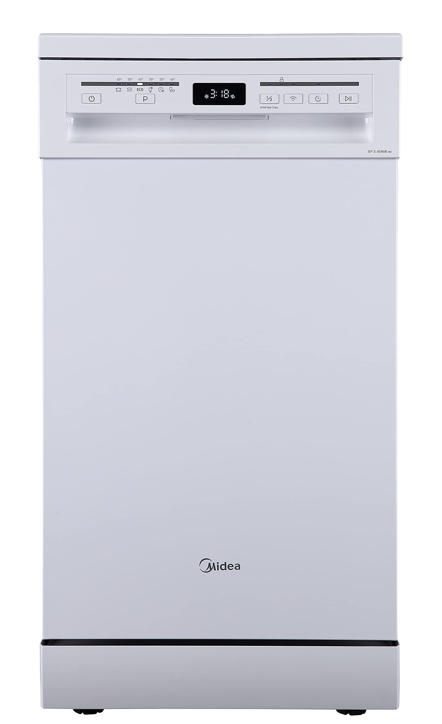 Midea SF 5.60NW14C Dishwasher 60 cm Freestanding & Undermountable, 14 MGD, Hygiene Care +, Zone Wash, 7 Programmes, Dishwasher 60 cm with WiFi, Start Delay, Automatic Door Opening, 44 dB