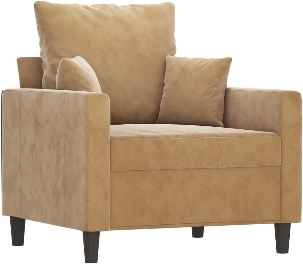 Willood 3-TLG. Sofagarnitur mit Kissen Dunkelgrau Samt,Sofa geeignet für Wohnzimmer, Sofa Set, mit Armlehnen und Kissen