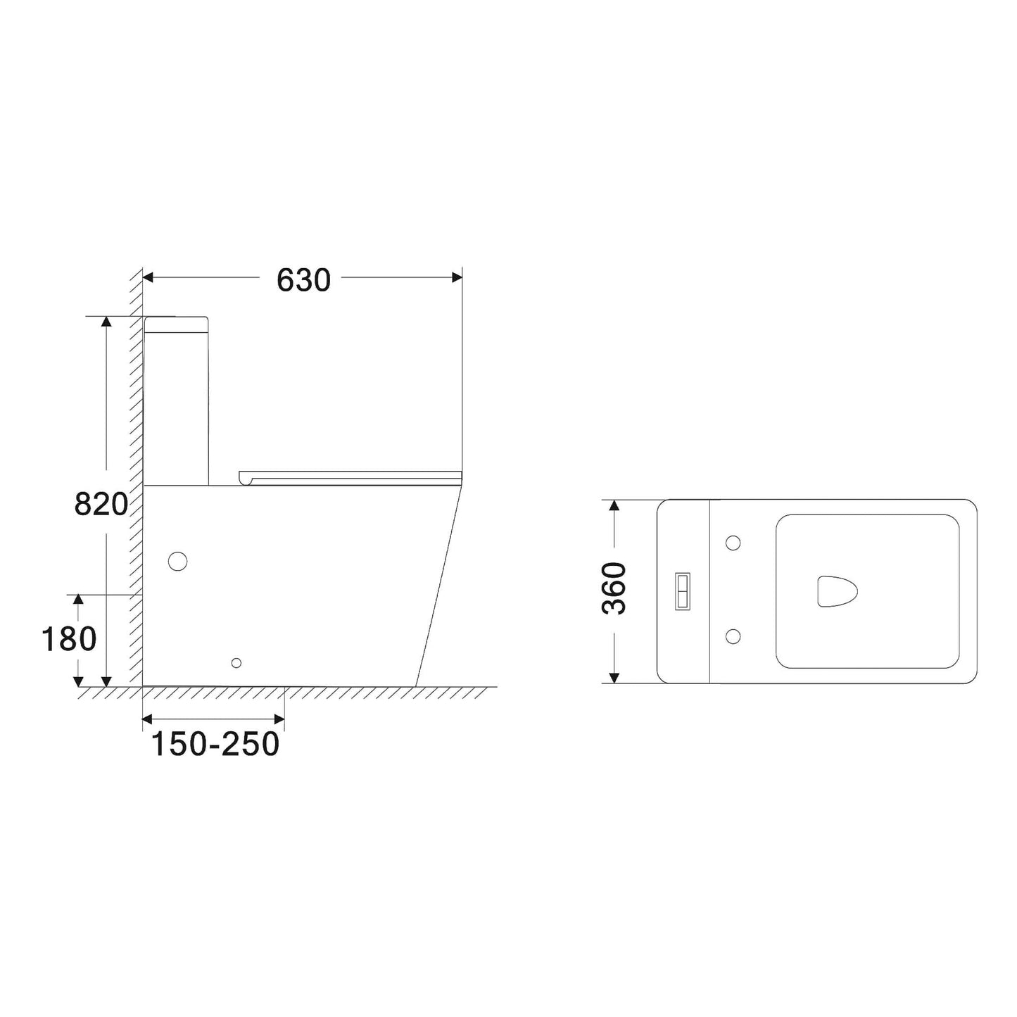 doporro Stand-WC mit Spülkasten komplett S112T schwarz matt inkl. Softclose Absenkautomatik 36x63x82cm Stand-Toilette schwarz matt spülrandlos