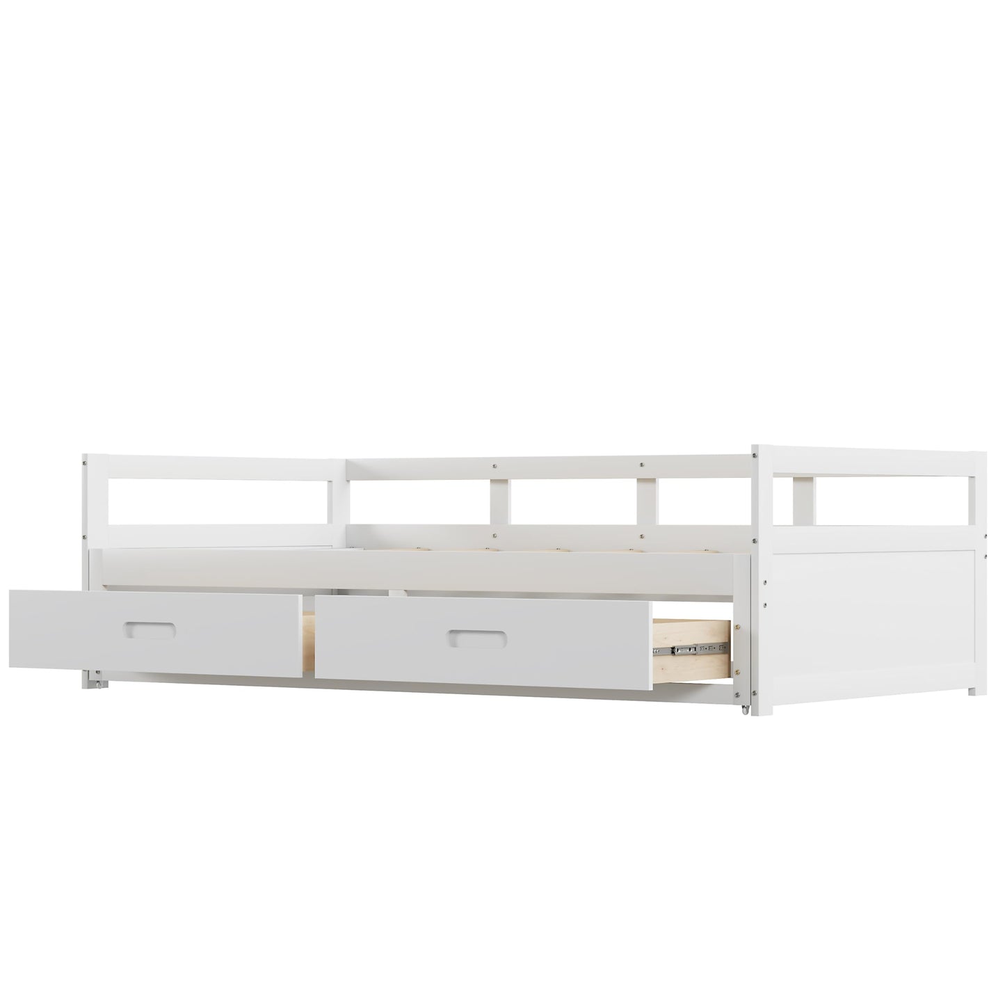 Merax Hausbett 90x200 cm mit 2 Schubladen, für 2 Kinder Doppelbett, Vielseitiges Holz Baumhausbett für Mädchen & Jungen, Stabil Spielbett Gitterbett mit Rausfallschutz und Lattenrost, Weiß