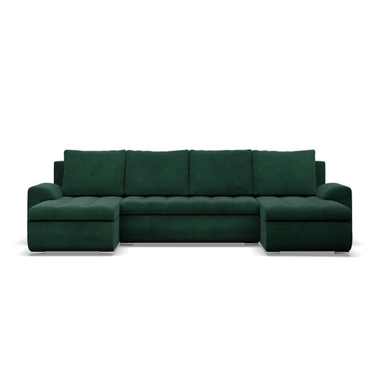 Mebligo - Ecksofa mit Schlaffunktion und 3 Bettkasten FORESTA 302x89x159 (BxHxT) Schwarz + Schwarz - Couch U Form, Sofa im Sitz: Wellenfeder + Schaumstoff, Sofas & Couches, Eckcouch