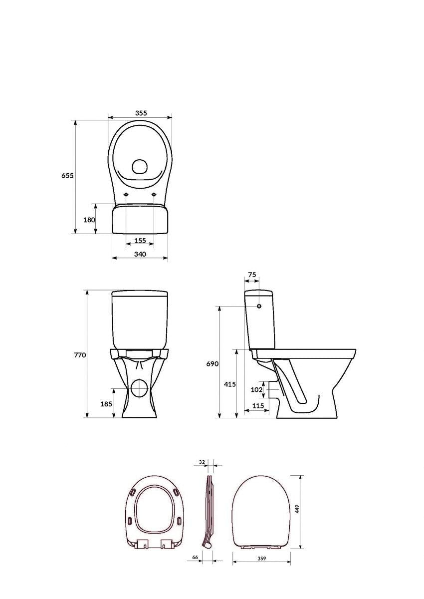 VBChome Spülrandloses WC Set aus Keramik mit Soft-Close Duroplast Sitz – Wandhängend mit waagerechtem Abgang, SimpleOn-Technologie, abnehmbarer Sitz, hygienisch & wassersparend, Weiß
