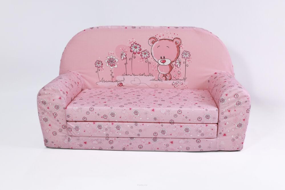 FORTISLINE Children's Sofa Mini Foldable 40 x 78 x 45 cm - Children's Sofa for Children 2-in-1 - Children's Couch Foldable - Foam Sofa Bed - Removable Cover - Many Designs
