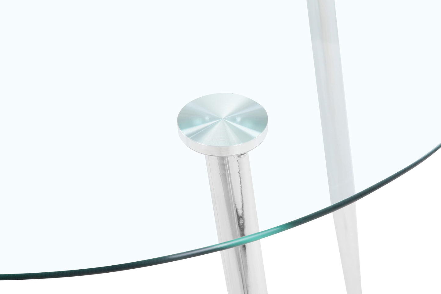 GOLDFAN Glas Esstisch Esszimmertisch Küchentisch Glas Moderner Stil Runder Tisch für Wohnzimmer Büro Küche Silber