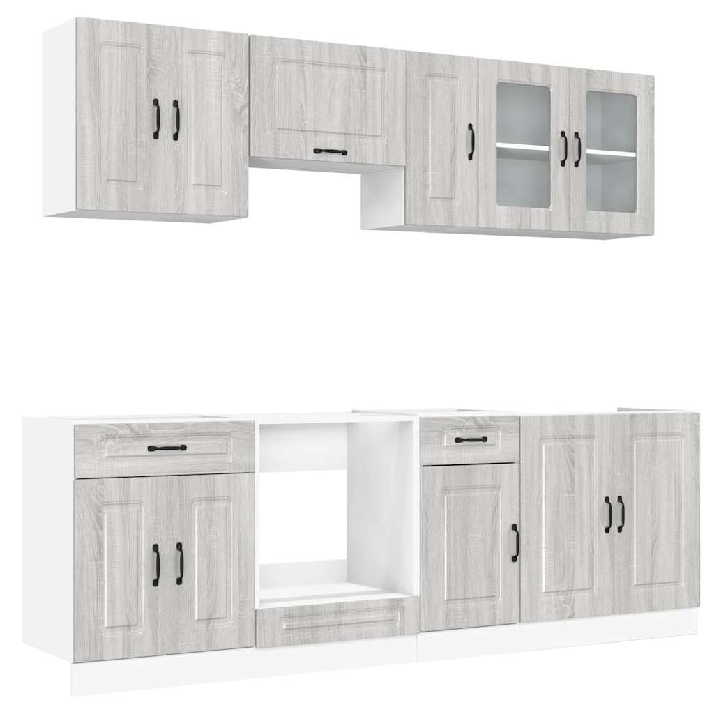 8-Piece Kitchen Cabinet Set, Wood Material, Kitchen Unit, Fitted Kitchen, Cabinet Set, Base Cabinet, Kitchen Cabinet, Wall Cabinet, Black