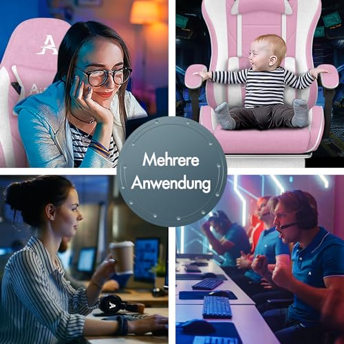 ALFORDSON Gaming-Stuhl mit Massage-Lendenwirbelkissen, ergonomischer Gamer-Racer-Stuhl mit Verstellbarer Rückenlehne, Drehstuhl mit Fußstütze, höhenverstellbar, Schwarz