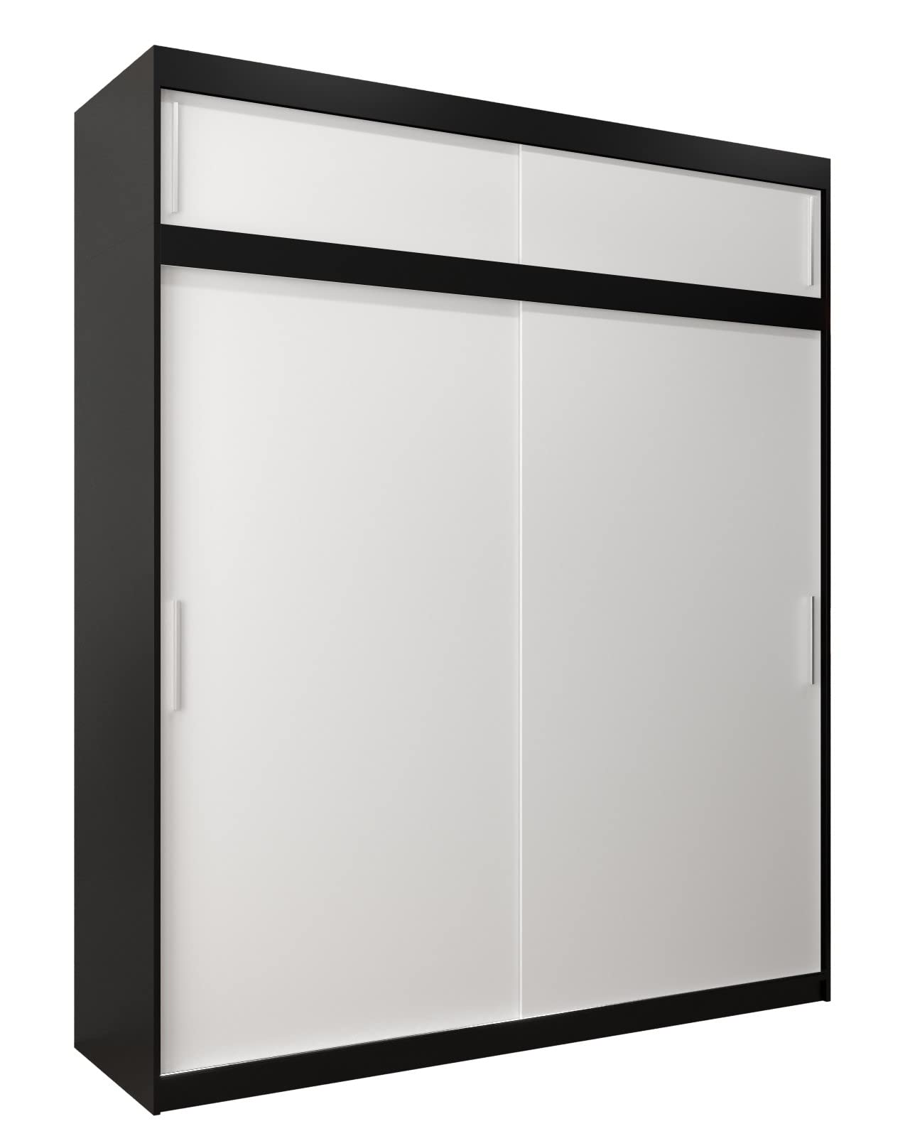 MEBLE KRYSPOL Tokyo 250 Wardrobe with Three Sliding Doors for Bedroom – Modern Storage Cabinet with Clothes Rail and Shelves – 250 x 200 x 62 cm – Matte Black and Artisan