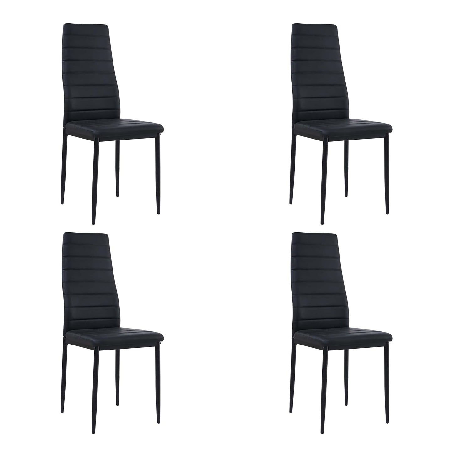 FURNITABLE Esstisch mit 6 Stühlen Esszimmergruppe, Essgruppe mit Hochlehner Kunstleder Stuhl für 6 Personen, Sitzgruppe für Küche Wohnzimmer(160cm Eiche-Weiß Tischbein Tisch+6 Schwarz Stühle)