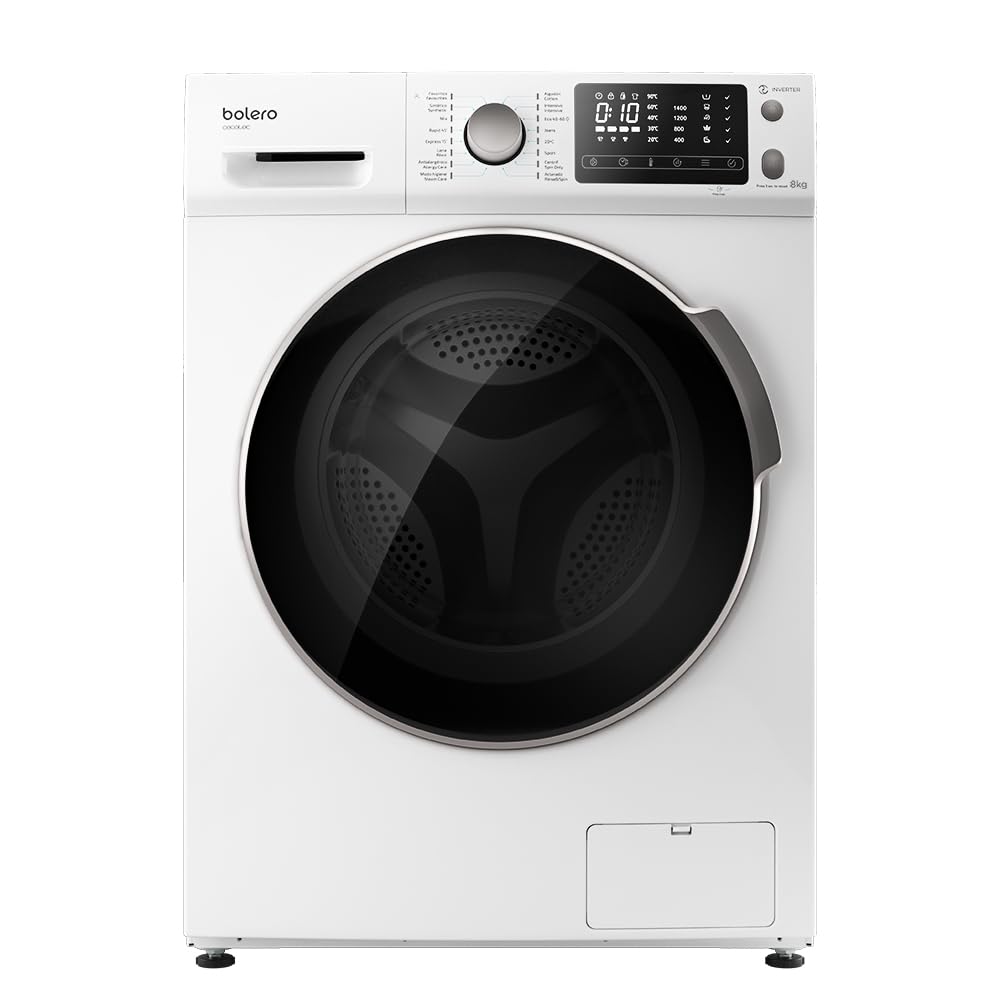 Cecotec Waschmaschine 8Kg Frontlader Bolero DressCode 8610 Inverter Steel A. 1400 U/min, Steam Max, Inverter Plus Motor, 15 Progr, OnSmart, Smooth Wash, Stop&Go, Antibakterielle Dichtung, Drum Clean