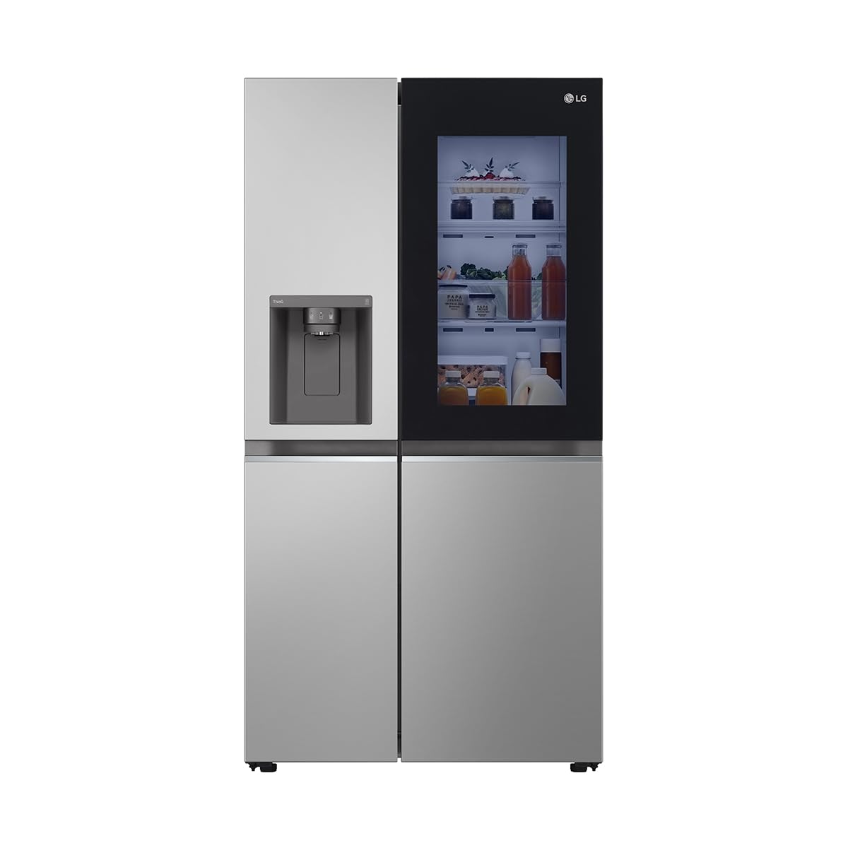 LG GSXE90MBDD Side by Side Kühlschrank mit InstaView Craft Ice | Door in Door | Crushed Ice -und Wasserspender EEK: Klasse D | 628 Liter Kapazität | Festwasseranschluss | Total No Frost
