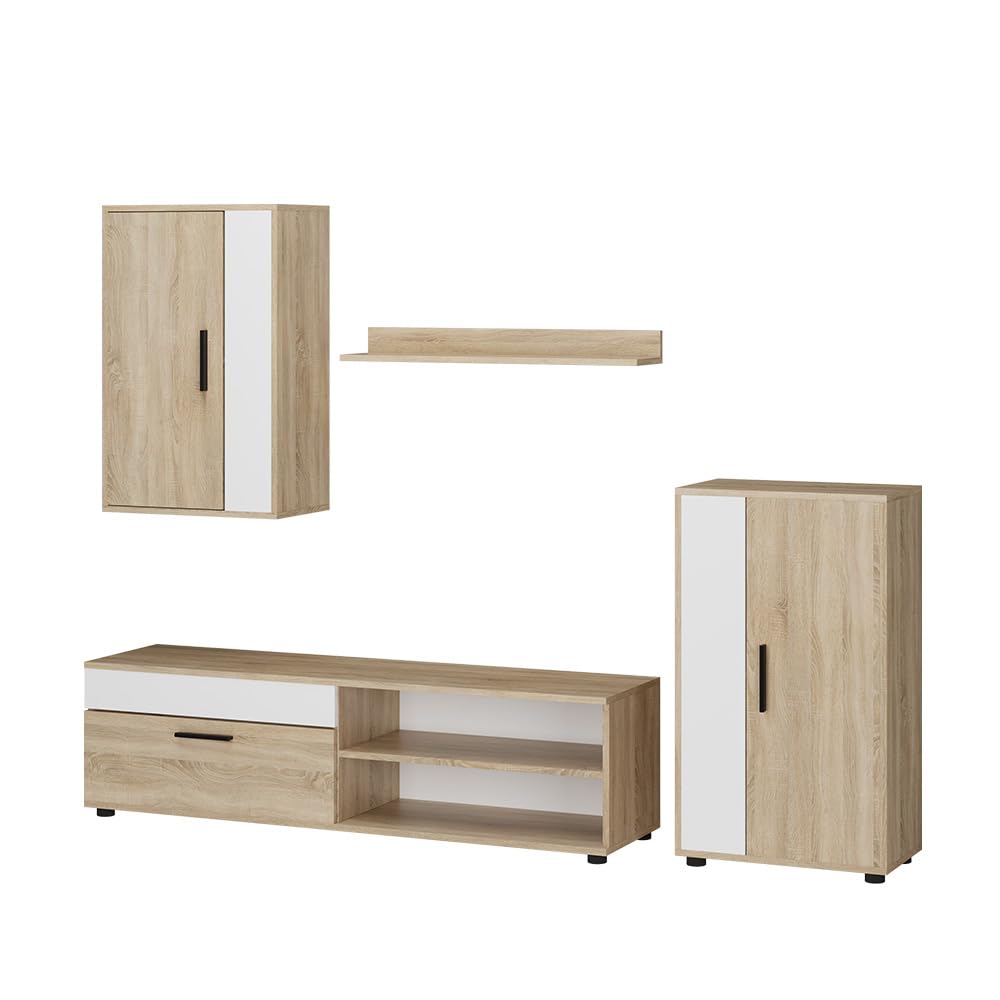 Vicco Berno TV Wall Unit Beige / Anthracite Set of 4