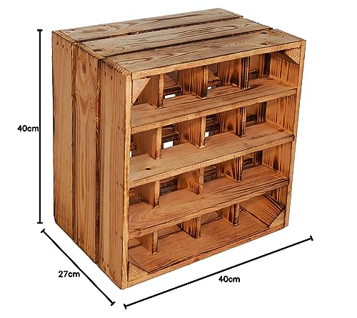 Kistenkolli Altes Land Weinregal 16er weiß/Natur/geflammt Maße 40x40x27cm Regalkiste Flaschenablage Weinregal Apfelkiste/Weinkiste (Weinregal 16er weiß)