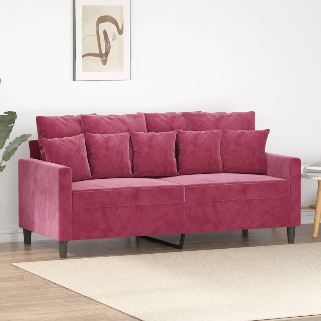 Willood 3-TLG. Sofagarnitur mit Kissen Dunkelgrau Samt,Sofa geeignet für Wohnzimmer, Sofa Set, mit Armlehnen und Kissen