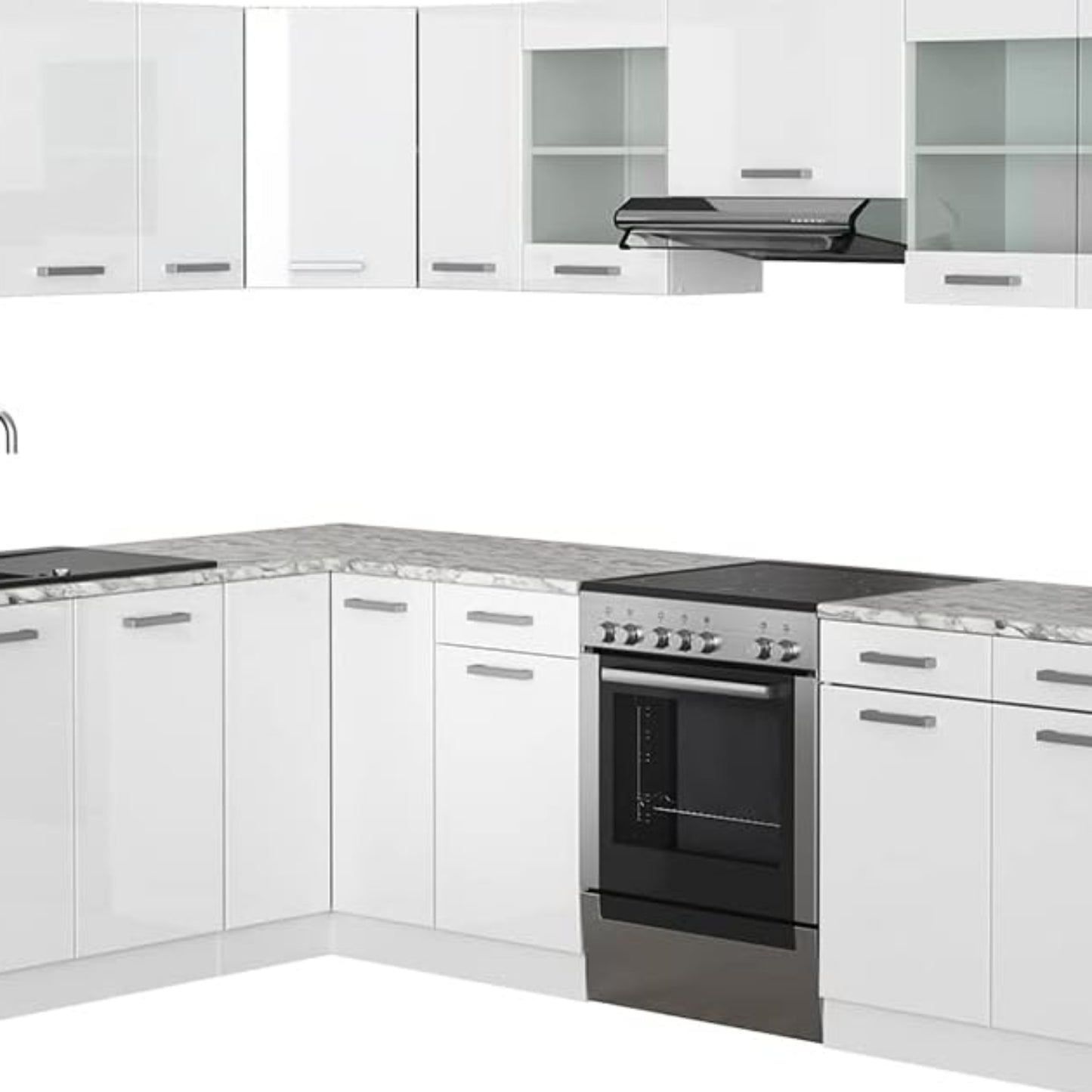 Vicco Kitchen Unit L 210 cm Kitchen Block Angle Corner Built-in Sonoma Oak - Freely Combinable Units - R-Line