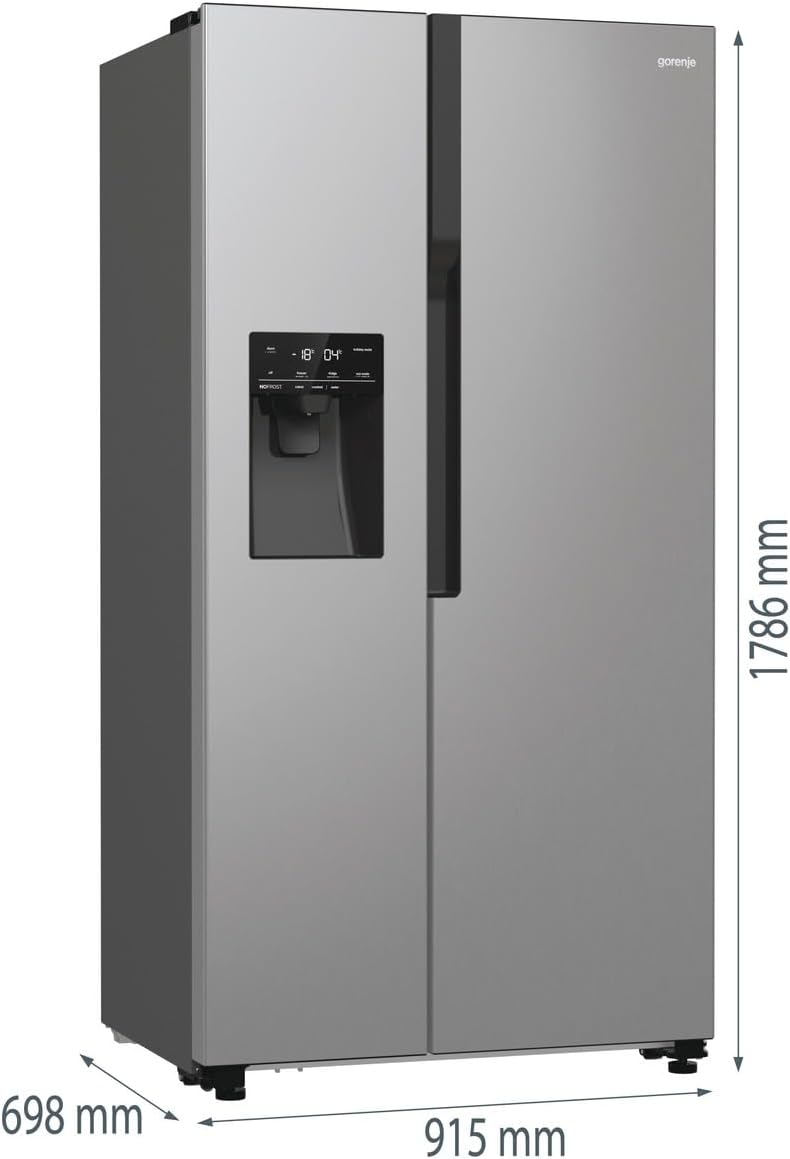 Gorenje NRR9185ESXL Side by Side Fridge-Freezer, NoFrost Plus, Inverter Compressor, Water and Ice Cube Dispenser, SensoTech, 178.6 cm, Fridge Capacity 376 L, Freezer Capacity 190 L, Stainless Steel
