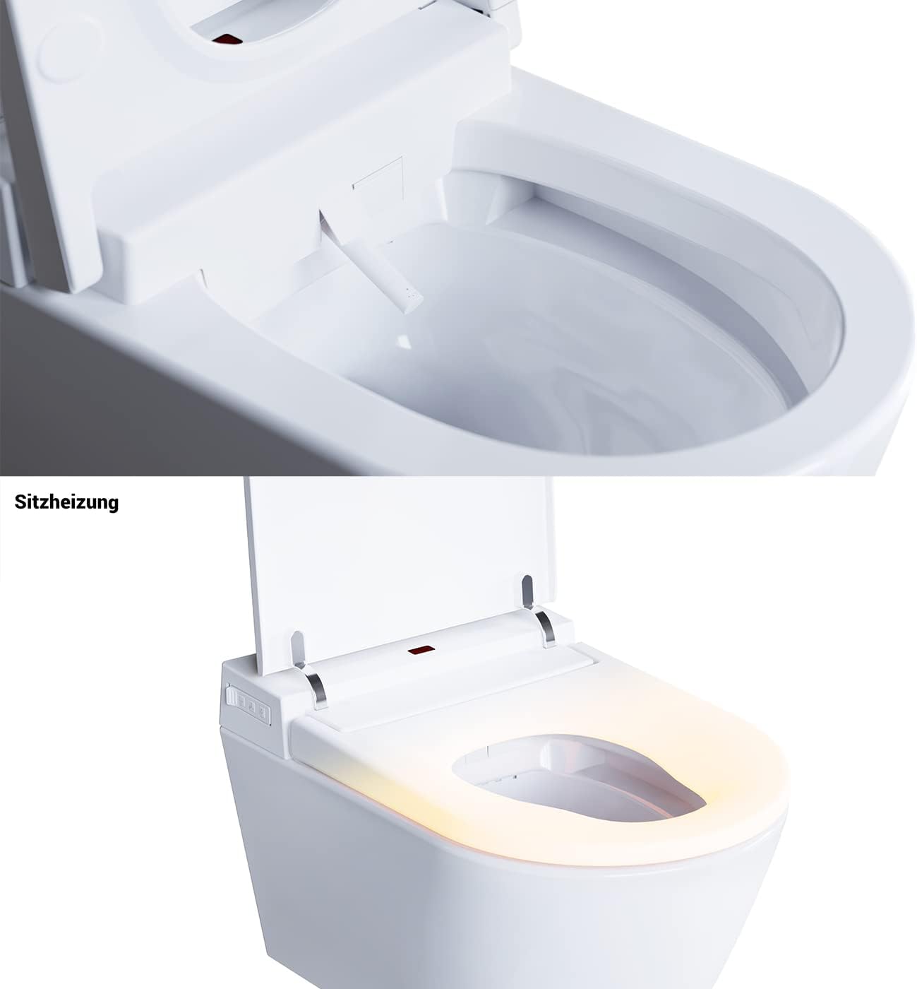 BERNSTEIN Dusch-WC 540 PRO in Weiß mit 5 Jahre Garantieerweiterung, Spülrandloses Hänge-WC mit Bidet Funktion Sitzheizung und Sterilisator – Komplettanlage mit Fernbedienung mit Absenkautomatik