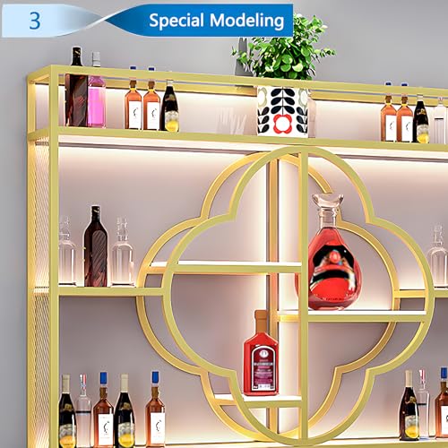 YDEHUEAD Moderne Metall Wand montiert Wein Display Rack, Flower Type-Schicht-Eisen-Rack, Wand Flaschenregal für Ba, Bar Einheit Floating Shelves, Flaschenregal für Home, Restaurant (Black, 150)
