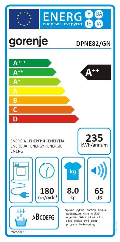 Gorenje DPNE82/GN Trockner/Kondensation mit Wärmepumpe / 8kg / 16 Programme/WIFI/Made in Europe/WaveActive Trommel/TwinAir/Feuchtesensor/Naturedry/LED Display/EEK: A++