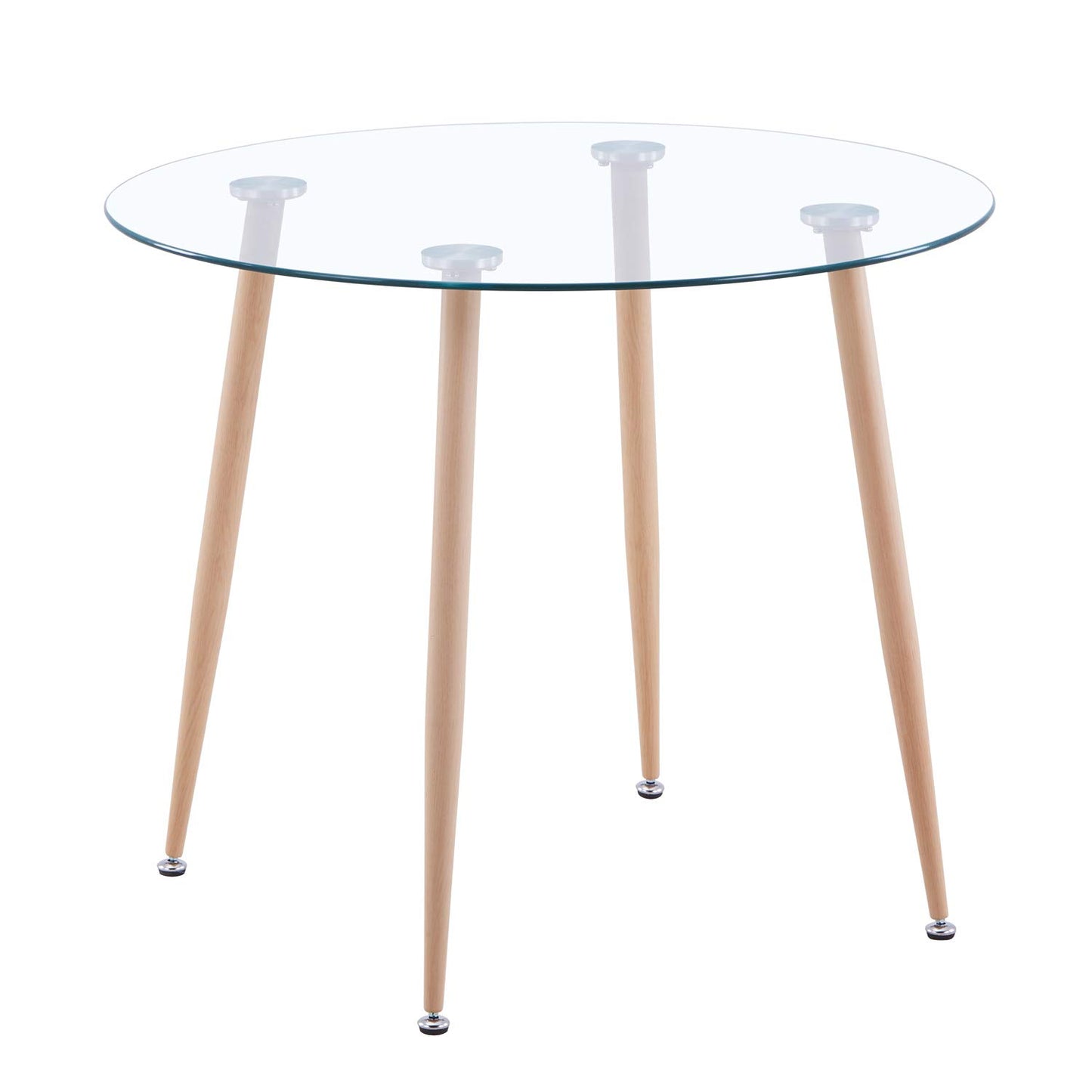 GOLDFAN Glas Esstisch Esszimmertisch Küchentisch Glas Moderner Stil Runder Tisch für Wohnzimmer Büro Küche Silber