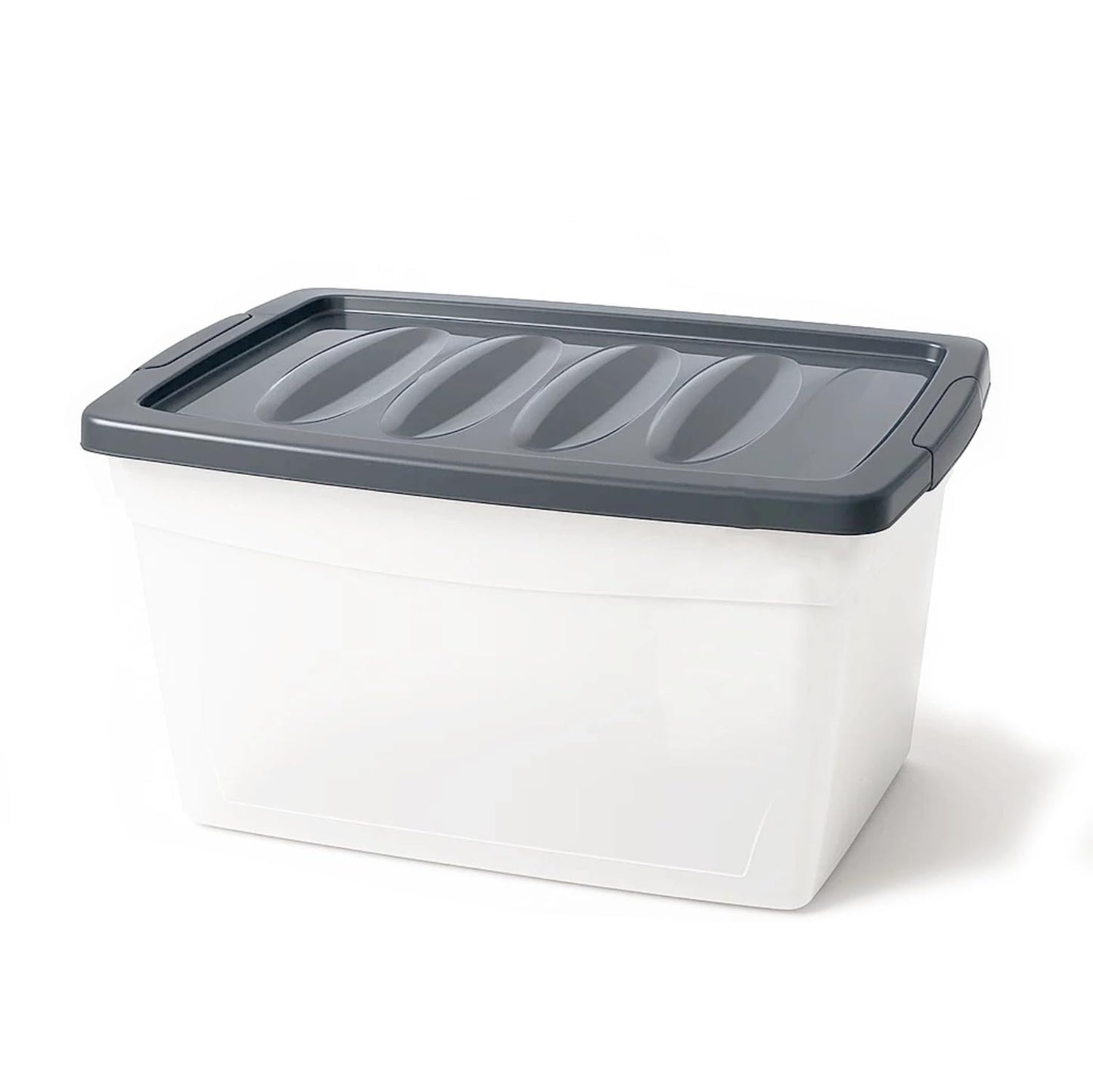 BigDean 3 x 60 L Storage Box with Lid Large Budget Line Plastic Box with Lid