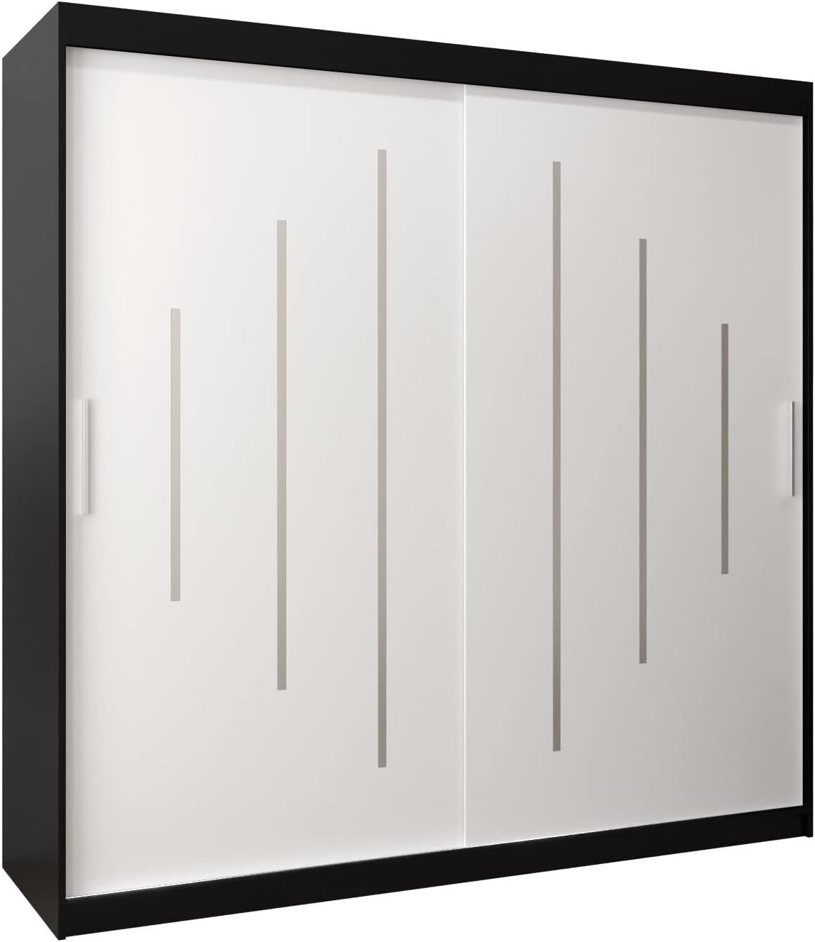 Kryspol Schwebetürenschrank York 250 cm Kleiderschrank mit Kleiderstange und Einlegeboden Schlafzimmer- Wohnzimmerschrank Schiebetüren Modern Design (Weiß)