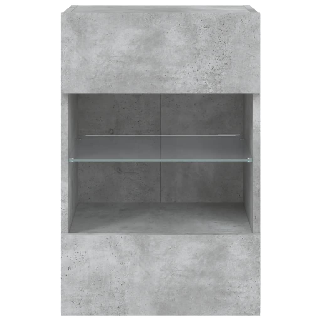 Homgoday TV Wall Cabinets with LED Lights, Pack of 2, Cabinet Wall TV Cabinet with Lots of Storage Space, Wall Mounted TV Furniture for Living Room, Bedroom, Grey, Sonoma