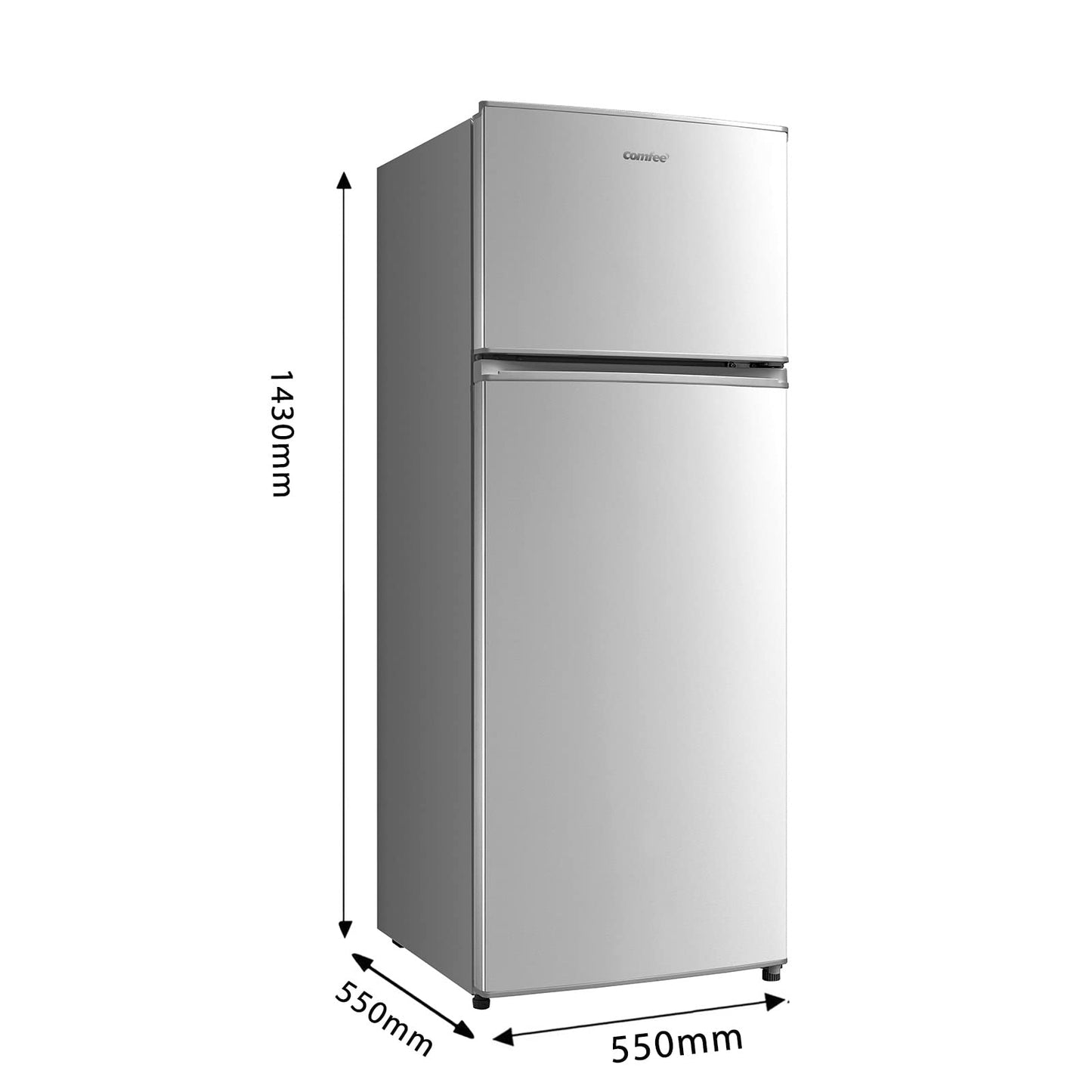 Comfee RCT284DK2A Fridge/Freezer, Top Freezer Compartment, 176 kWh/Year, 143 cm Height, LED Light, Reversible Door Hinge, Black