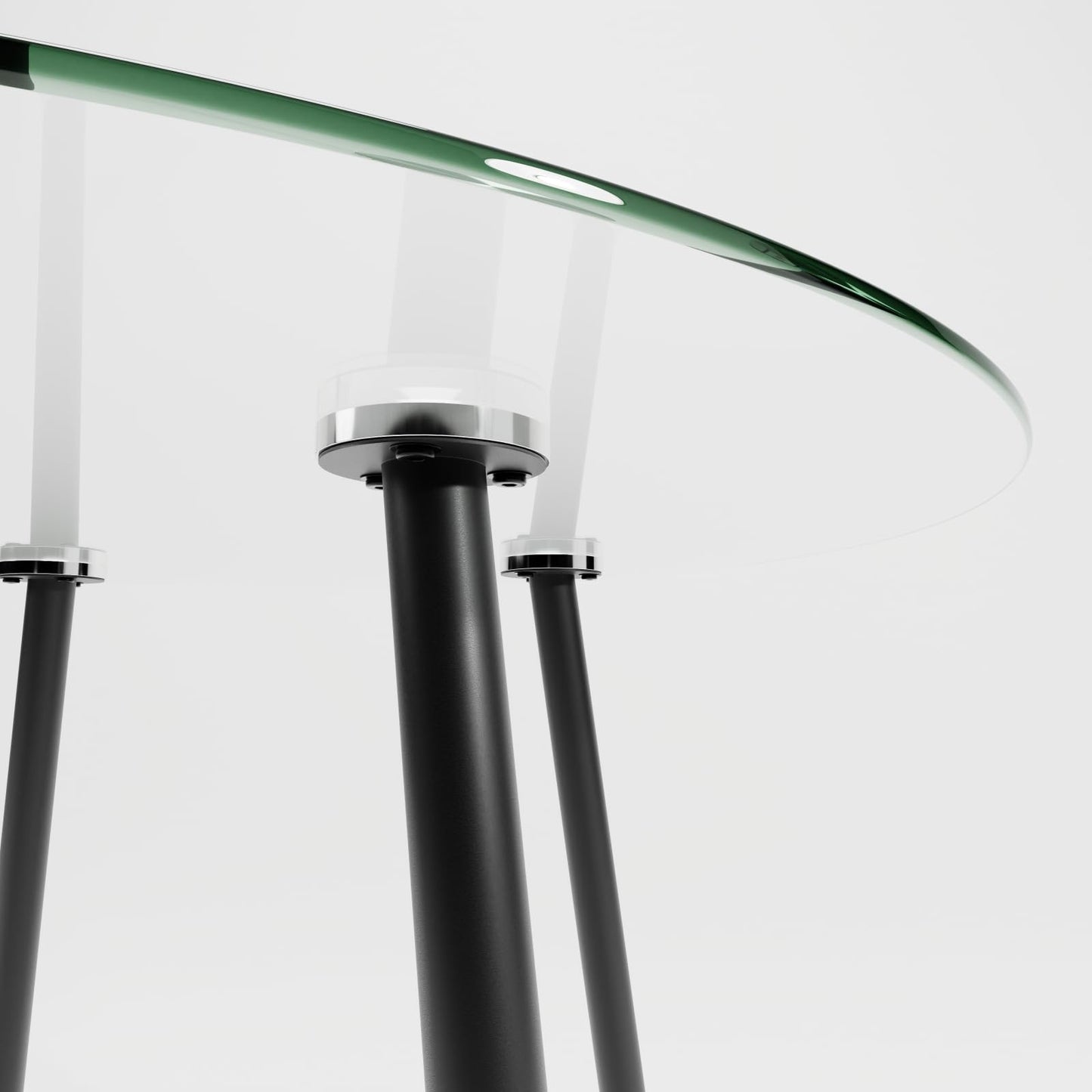GOLDFAN Glas Esstisch Esszimmertisch Küchentisch Glas Moderner Stil Runder Tisch für Wohnzimmer Büro Küche Silber