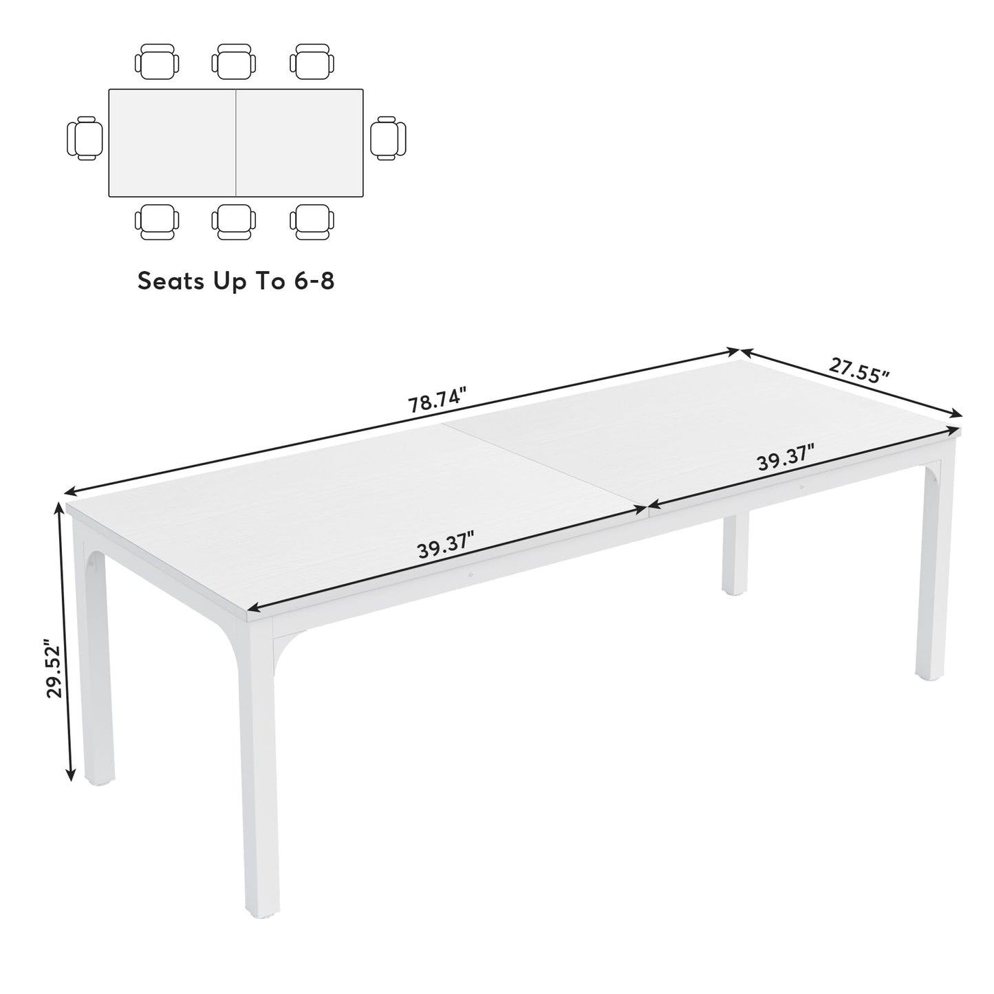 Tribesigns Dining Table, Industrial Kitchen Table for 4-6 People, 200 x 70 x 75 cm, Rectangular Dining Table for Dining Room, Kitchen, Living Room, with Heavy Duty Metal Legs, Oak